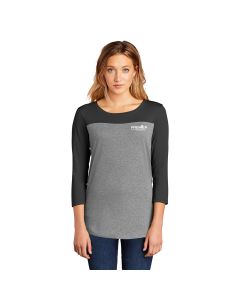 District ® Women’s Rally 3/4-Sleeve Tee-Black / Grey Frost-Extra Small-Premier Companies