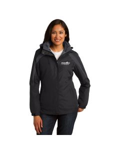 Port Authority® Ladies Colorblock 3-in-1 Jacket-Black / Black / Magnet Grey -Extra Small-Premier Companies